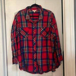 Red plaid button down shirt. Worn once. Full sleeve
